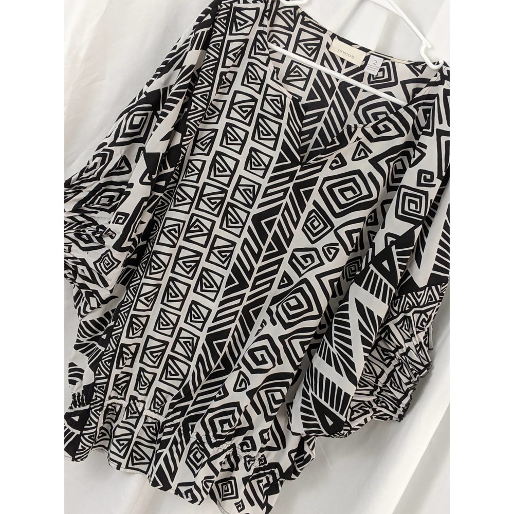 Chico's Geometric Black and White Womens Top